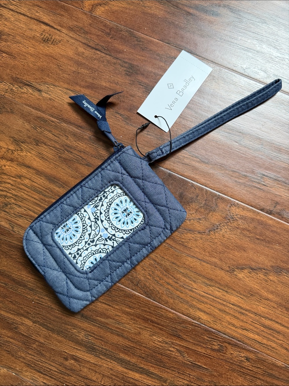 NWT Vera Bradley Moonlight Denim RFID Ziptop ID Case (Wristlet)